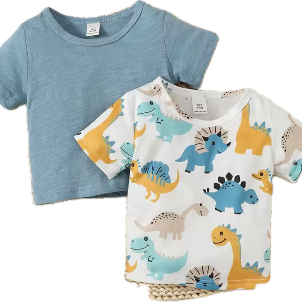 Kids Dinosaur Print and Blue T-Shirt Set New 6-9 months